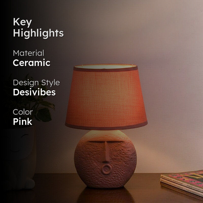 Pout Face Ceramic Table Lamp - Pink media 2