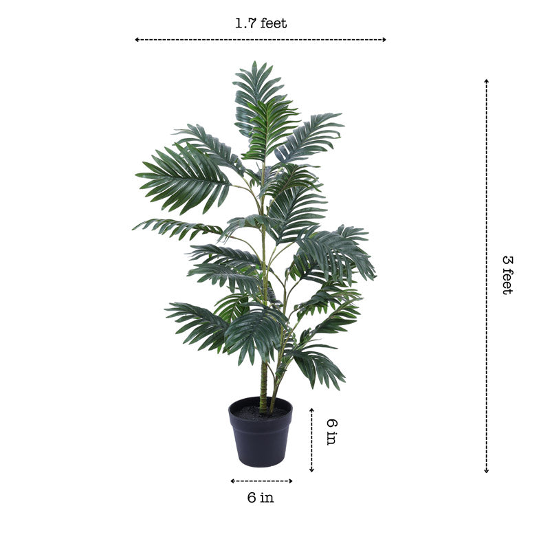 Artificial Palm Plant With Black Plastic Pot - 3 Feet media 8