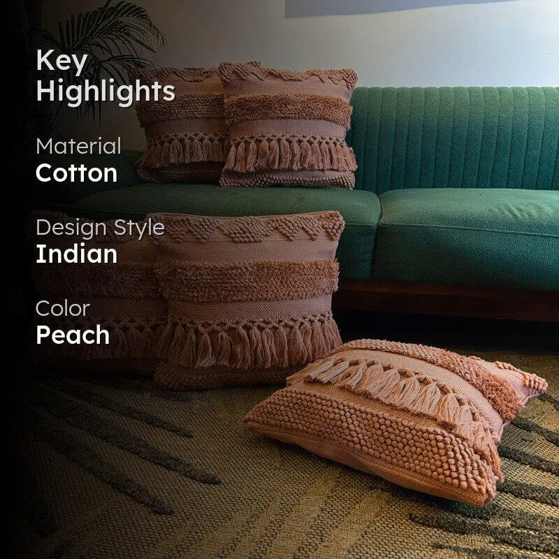 Squish-A-Lot Tufted Cushion Cover (Peach) - Set Of Five media 2