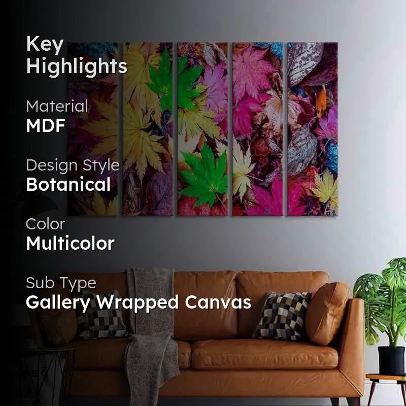 Kaleidoscopic Leaves Wall Art - Five Piece Set media 2