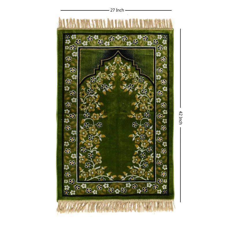 Noorzen Velvet Prayer Mat - Yellow,Green media 6