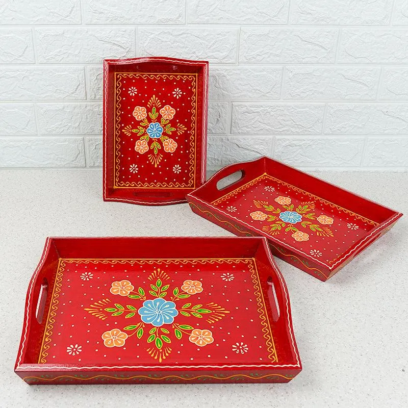 Binayi Ethnic Serving Tray - Set Of Three media 5