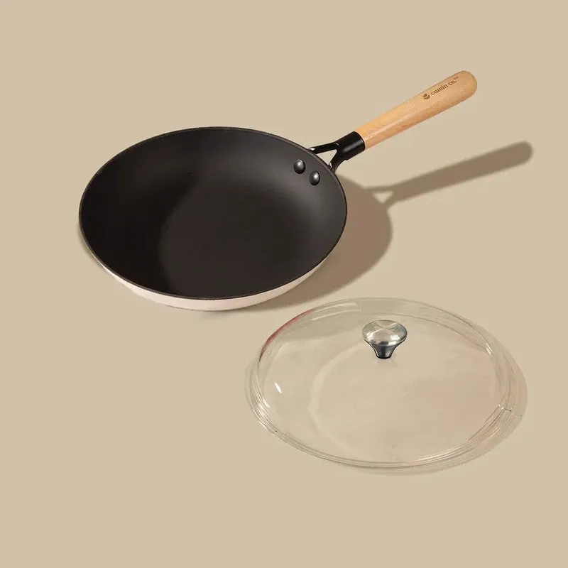 Cumin Co Enamel Cast Iron Frying Pan - White media 4