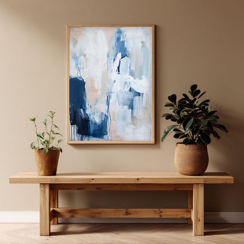 Meridian Flux Framed Canvas Archival Canvas Wall Painting - Natural Brown Frame