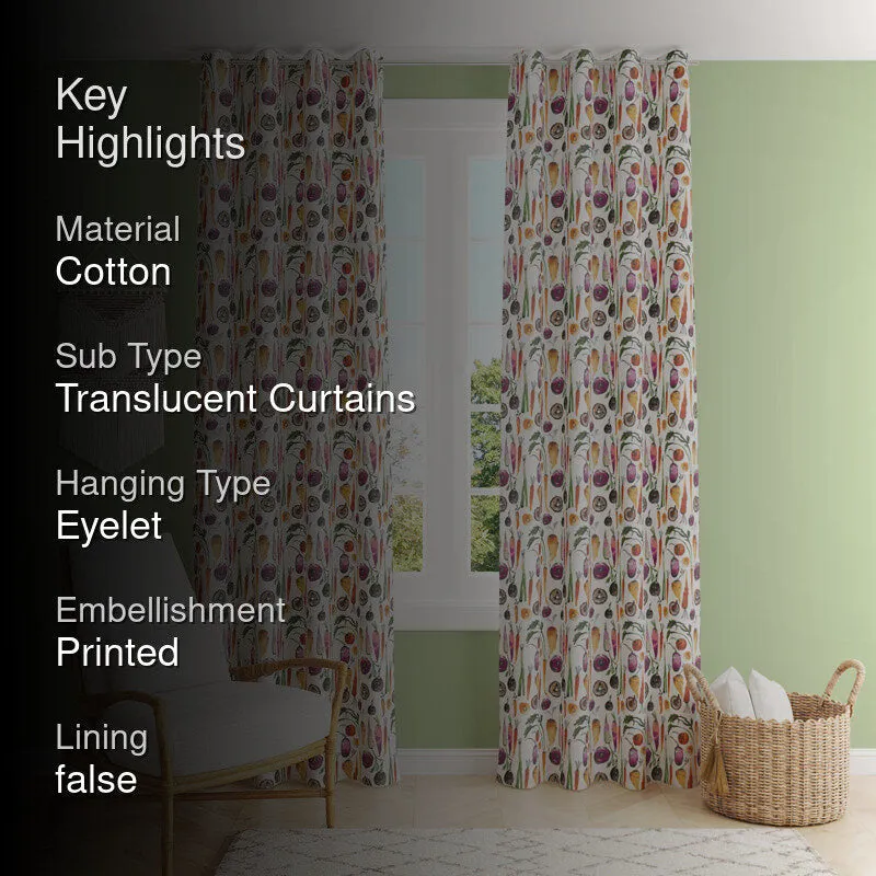 Veggie Print Translucent Curtain media 2