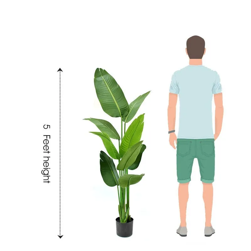 Floris Artificial Banana Plant With Black Plastic Pot - 5.1 Feet media 7