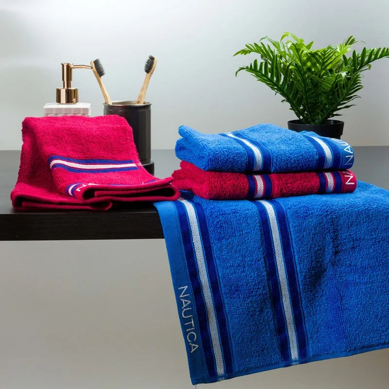 Nautica Dove Dual Down Cotton Hand Towel (Blue & Red) - Set Of Four media 3