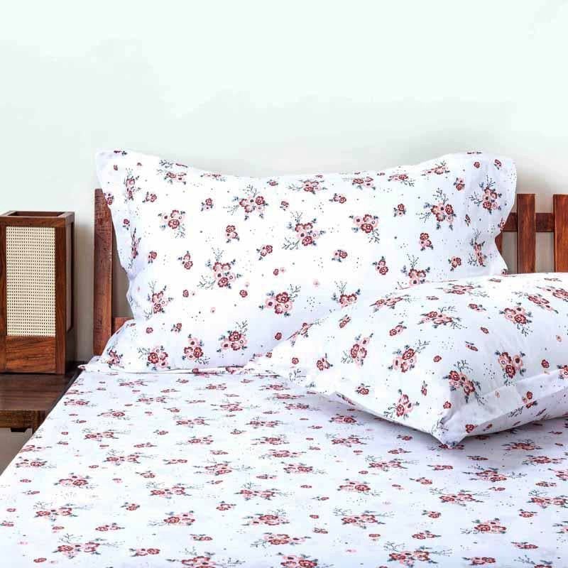 Scattered Blooms Cotton Bedsheet (Maroon) - 180 TC media 4