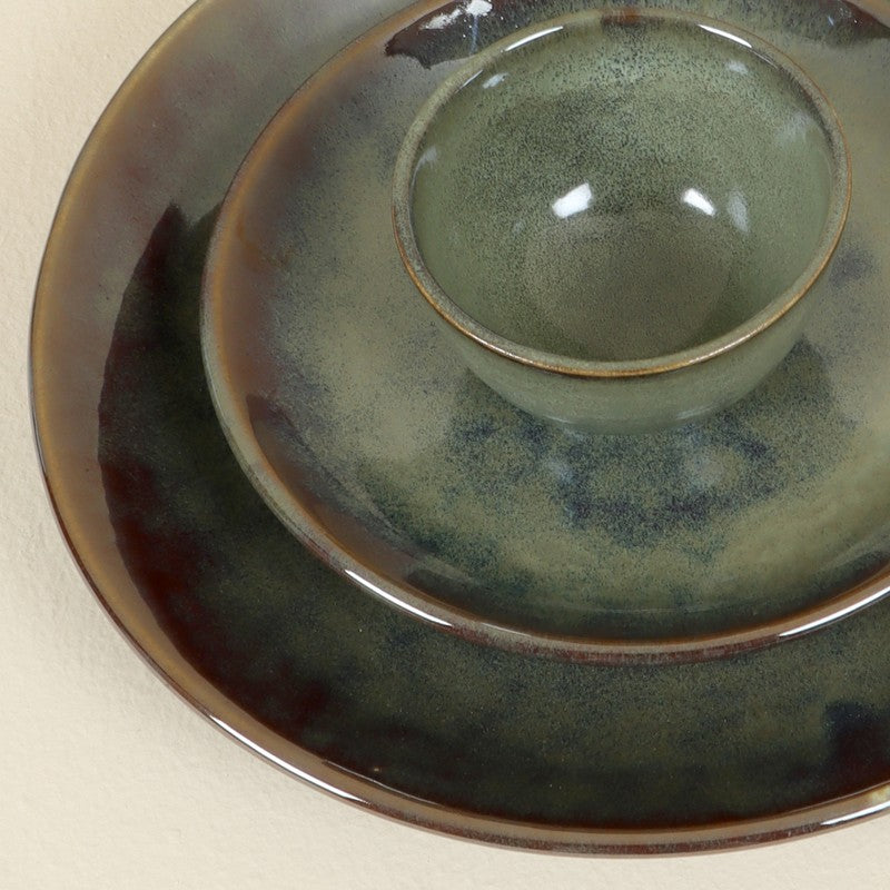 Regal Feast Ceramic Dinner Set (Olive Green) - 18 Piece Set media 6