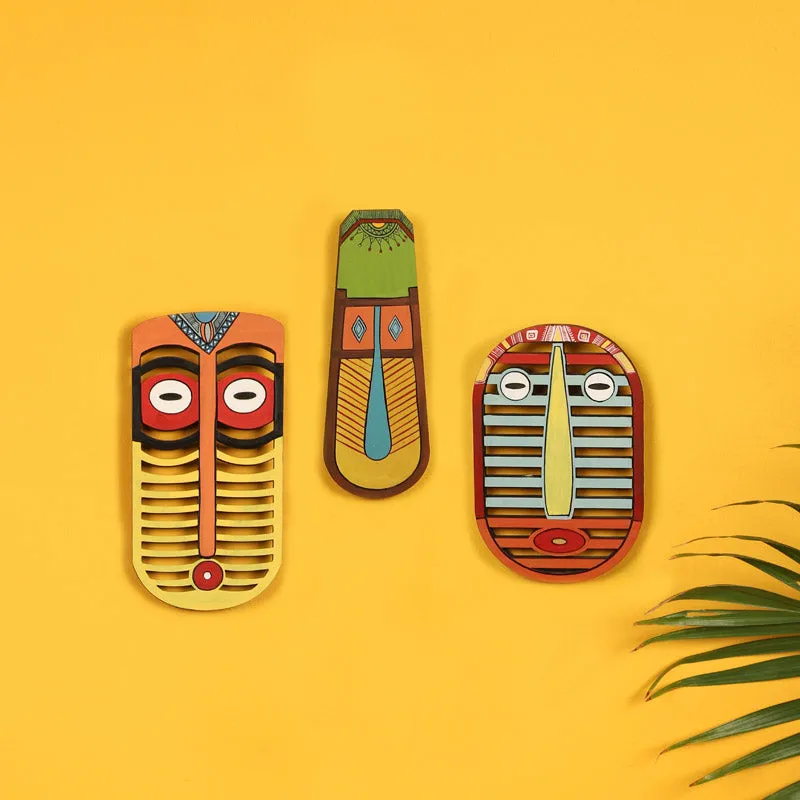 Kalyani Mask Wooden Wall Accent - Set of Three media 1