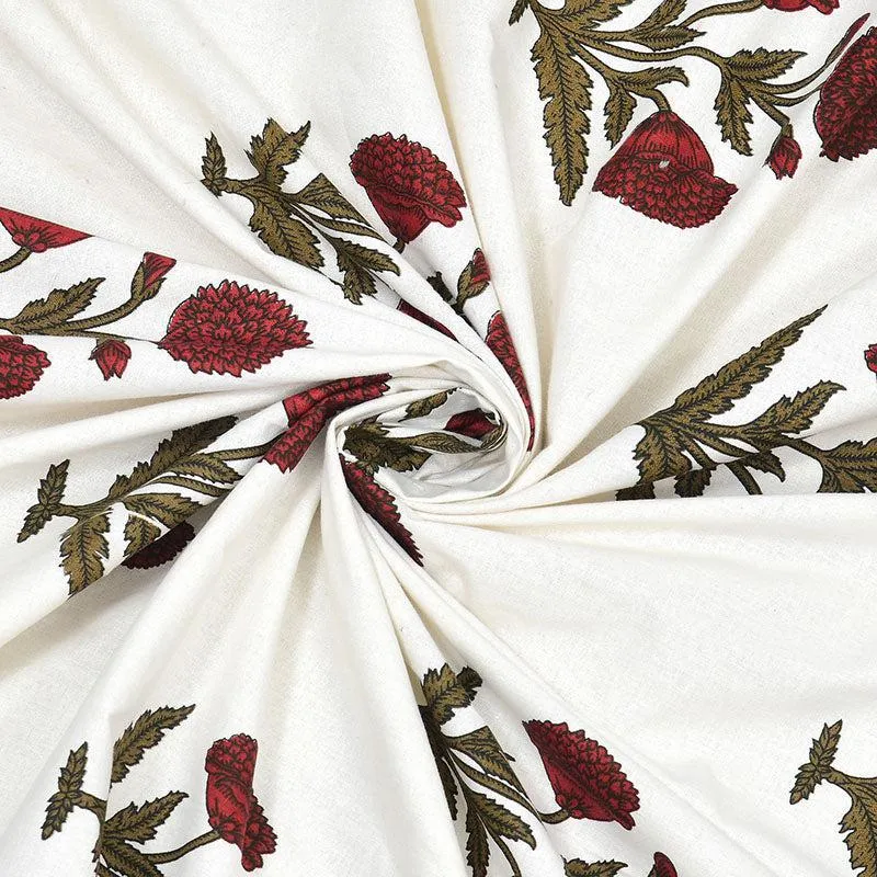 Marrakech Marigold Ethnic Cotton Bedsheet (Maroon & White) - 180 TC media 5