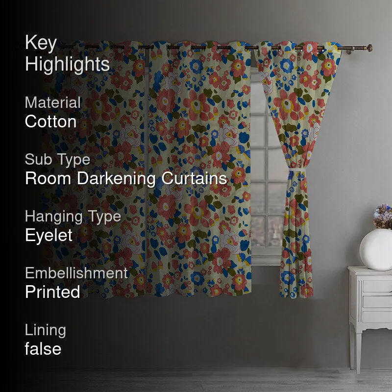 Flora Pop Room Darkening Curtain (Yellow) - Set Of Three media 2
