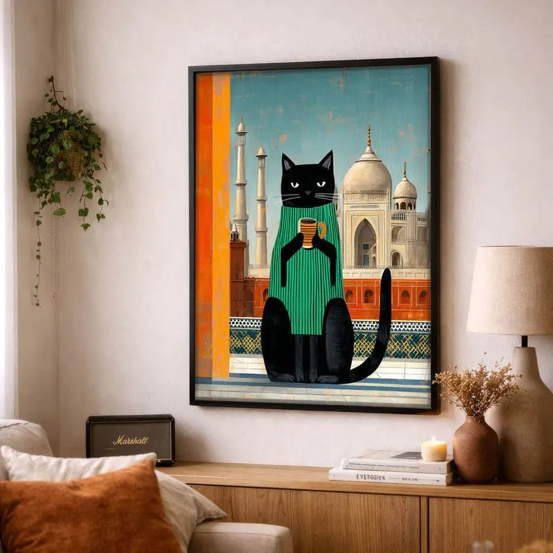 Odyssey Cat Wall Painting With Frame media 4