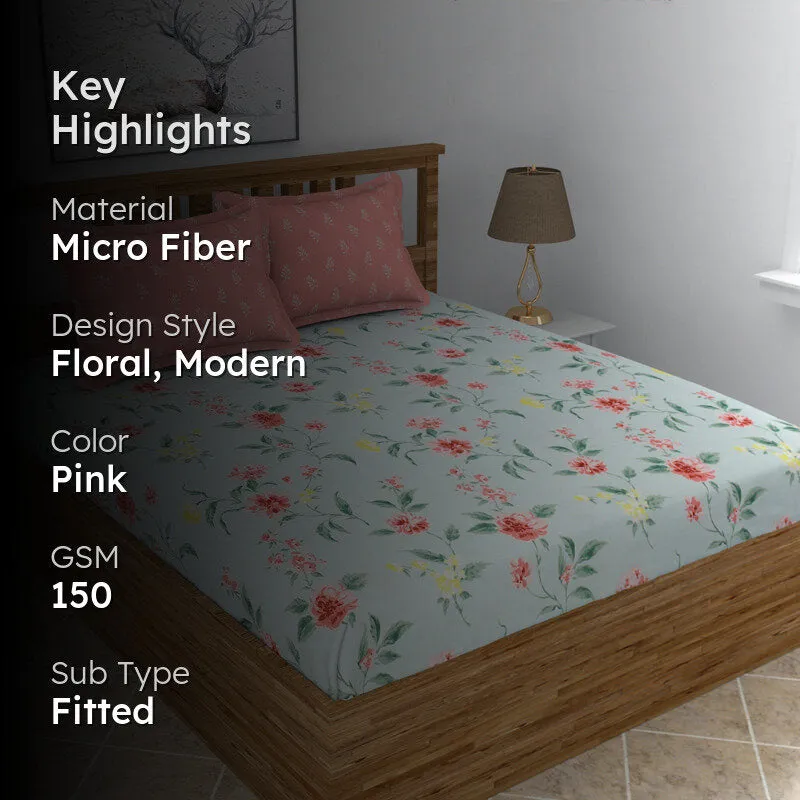 Pansy Field Fitted Micro Fiber Bedsheet - 150 GSM media 2