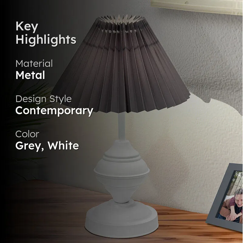 French Pleat Orbin Metal Table Lamp - Grey,White media 2