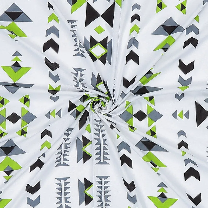 Monte Carlo Magique Angle Cotton Bedsheet (White,Green) - 104 TC media 9