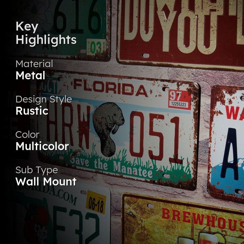 Florida Hrw 051 Number Plate Metal Wall Accent media 2