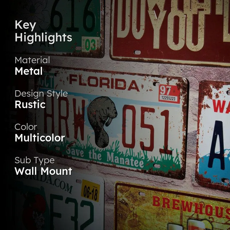 Florida Hrw 051 Number Plate Metal Wall Accent media 2