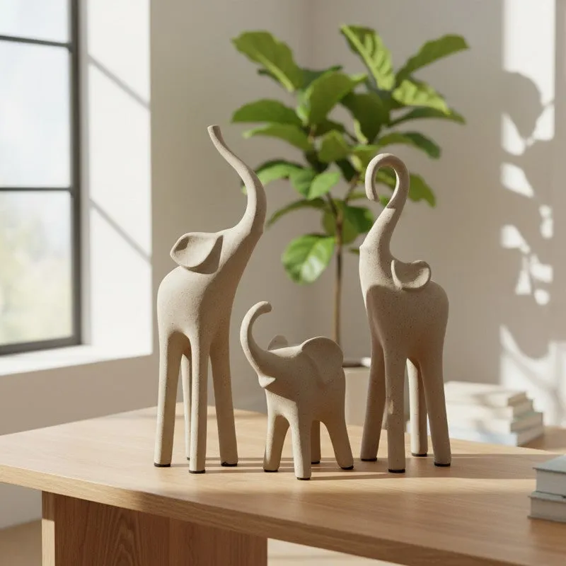 Serene Elephant Family Showpiece - Set Of Three media 1