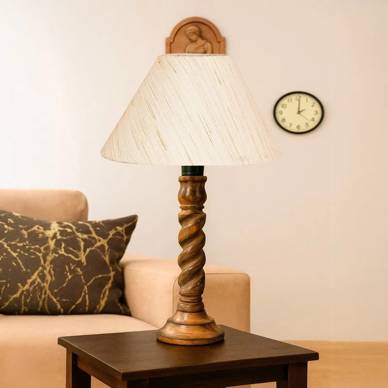 Elvane Auro Wooden Table Lamp - Ivory media 4