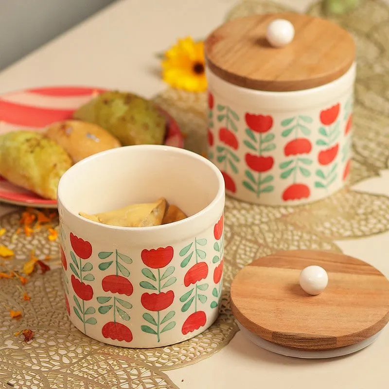 Aarunya Ceramic Jar (1000 mL Each) - Set Of Two media 1