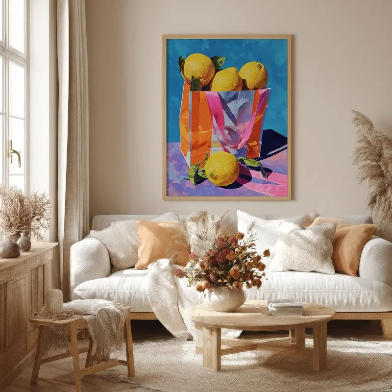 Citrus Tote Canvas Wall Painting - Brown Frame media 4