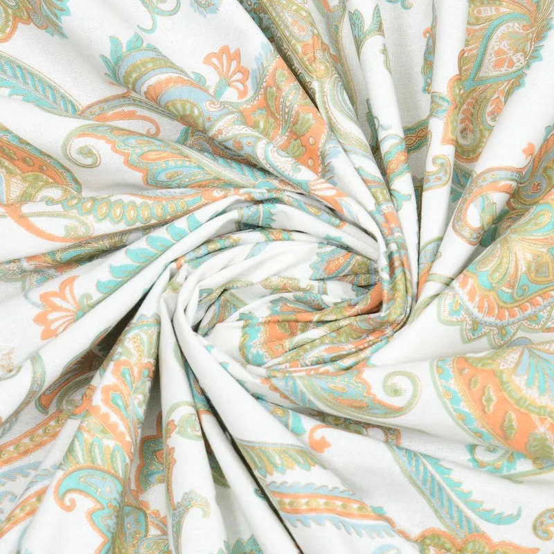 Bloom Cotton Bedsheet (White,Orange) - 180 GSM media 8