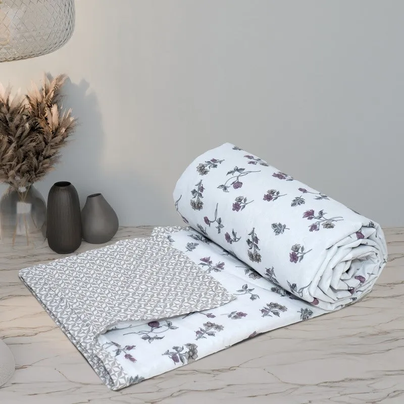 Floral Mist Printed Cotton Dohar (Pink,White) - 120 GSM media 8