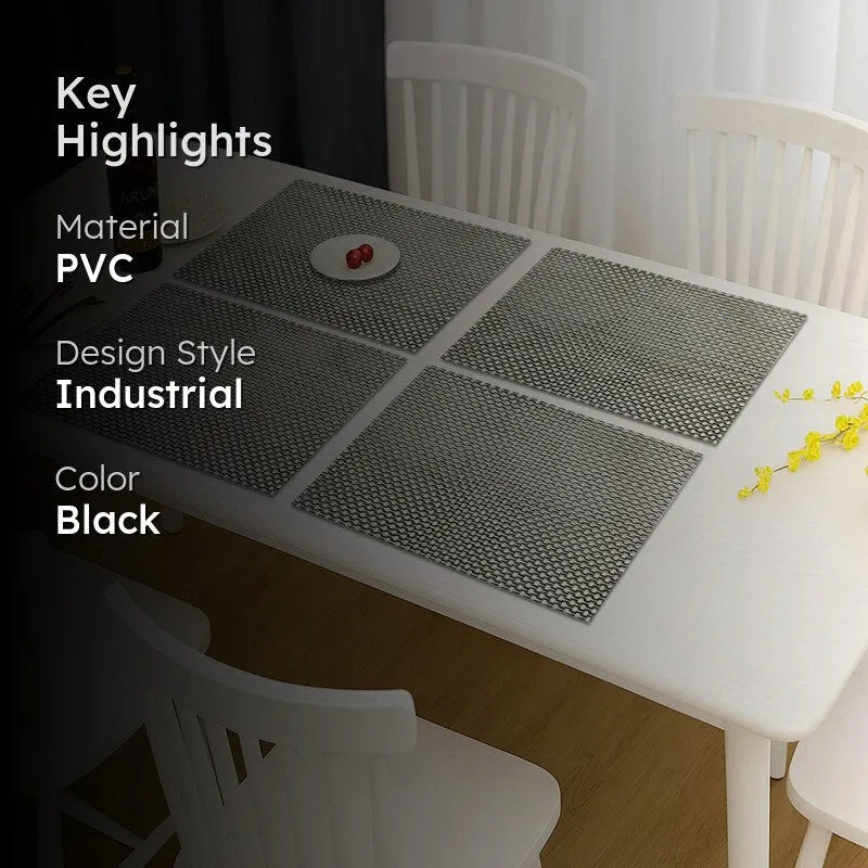 Vionne Black Rectangle PVC Table Mats - Set Of Four media 2