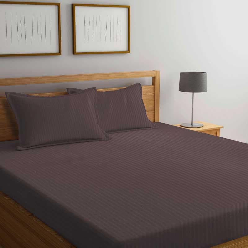 Cora Stripe Microfiber Bedsheet (Brown) - 130 GSM media 5