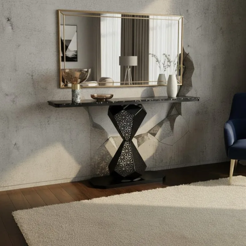 Entryway Metal Console Table with Marble Top - Medium media 4