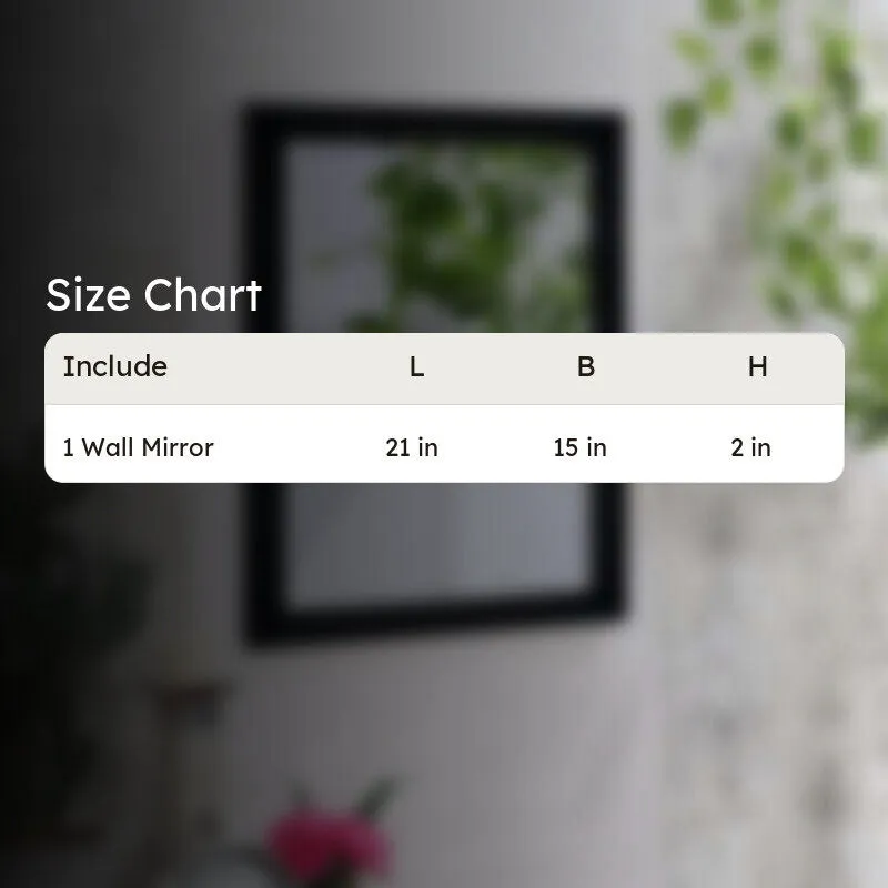 Size chart graphic for one wall mirror