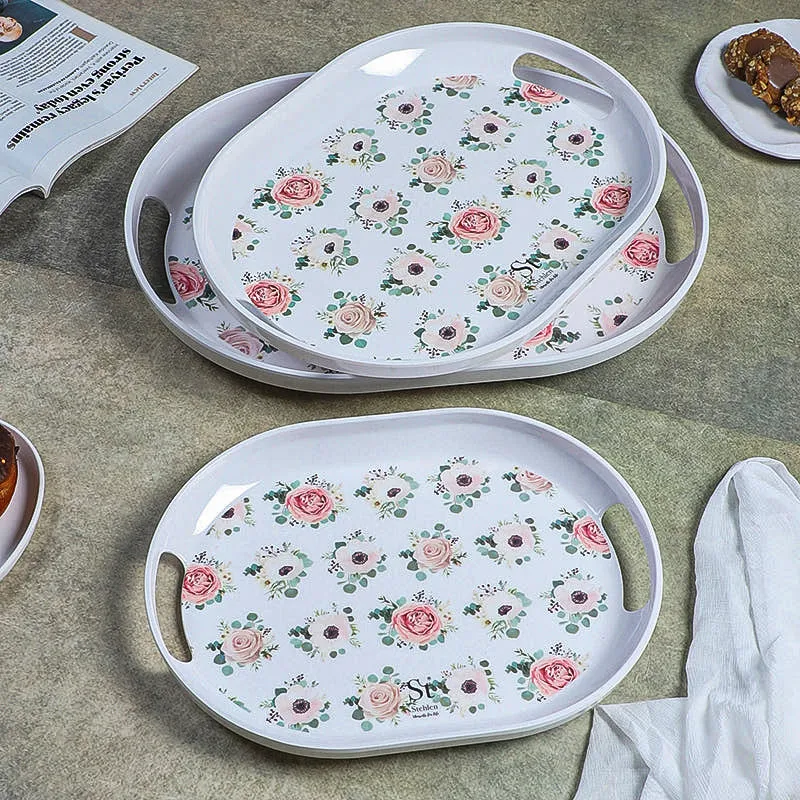 Vintage Fleurs Melamine Serving Tray - Set Of Three media 1