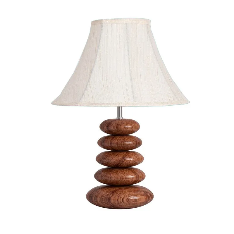 Lynira Cotton Table Lamp With Wooden Base - White media 5