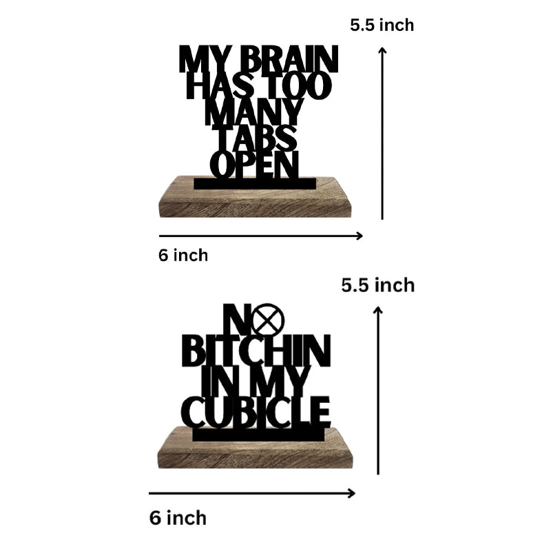 Quiet Cubicle Busy Brain Typography Showpiece - Set Of Two media 7