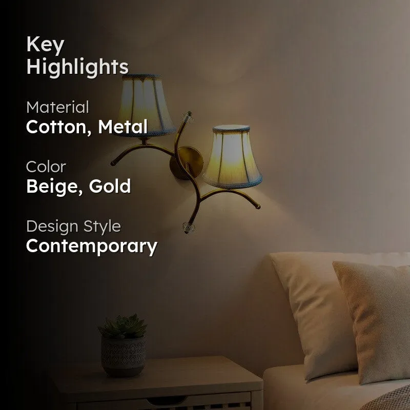 Aurelume Twin Cotton Wall Lamp - Beige media 2