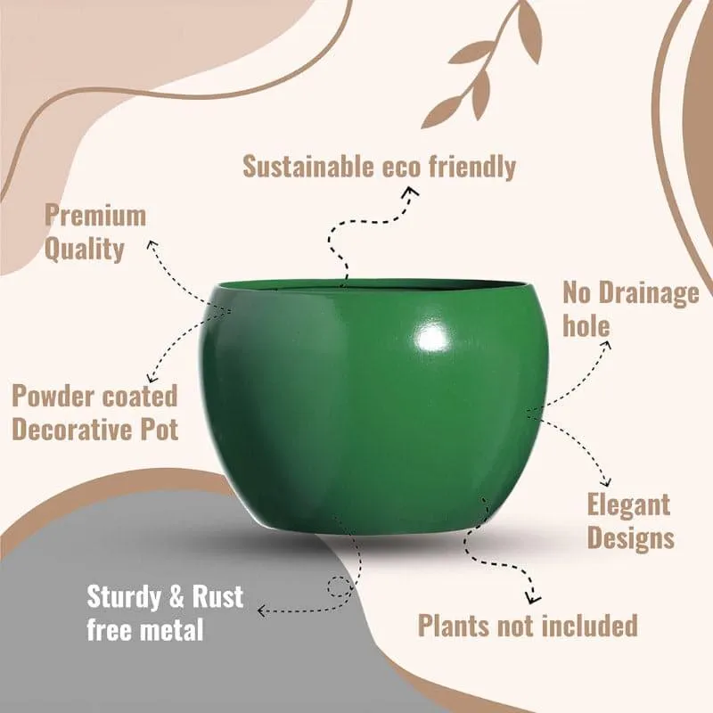 Green glossy cylindrical planter shown from the front.