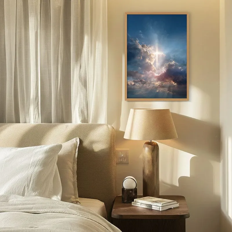 Peaceful Sky Archival Paper Wall Painting With Brown Frame media 4