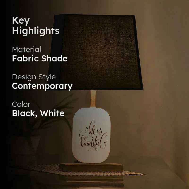 Life Light Printed Marble & Brass Base Fabric Table Lamp - Black,White media 2