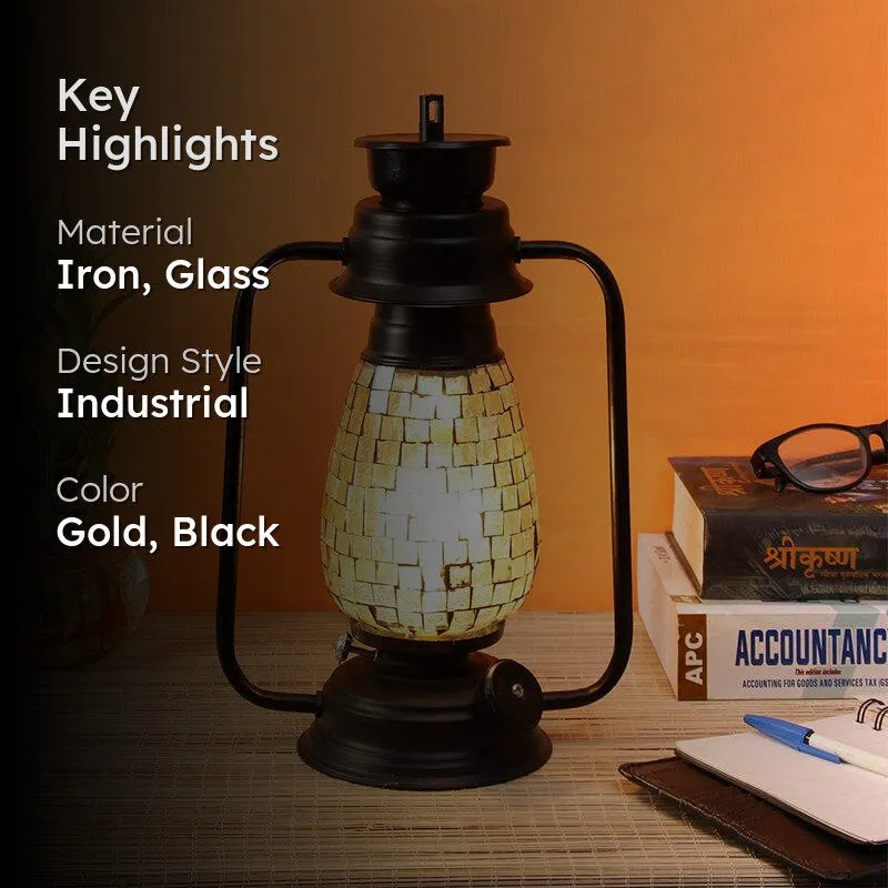 Avina Mosaic Lantern Iron Table Lamp - Gold,Black media 2
