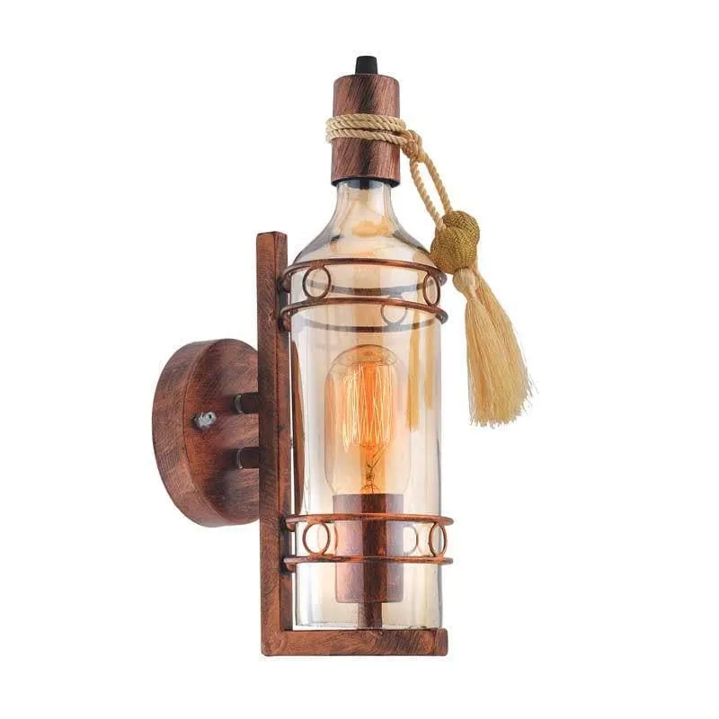 Rustic Bottle Glass & Metal Wall Lamp media 5
