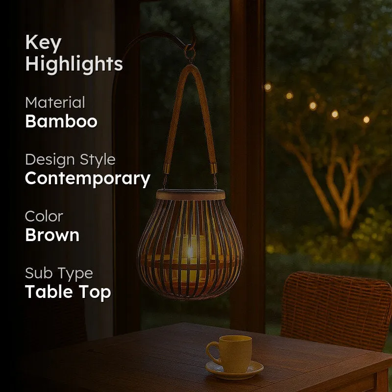 Rustic Teardrop Bamboo Tea Light Candle Holder media 2