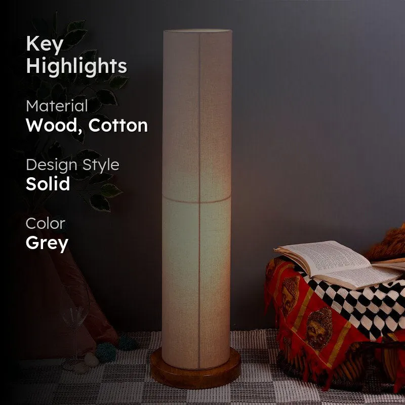 Agia Wooden Tower Floor Lamp With Jute Shade - Grey media 2