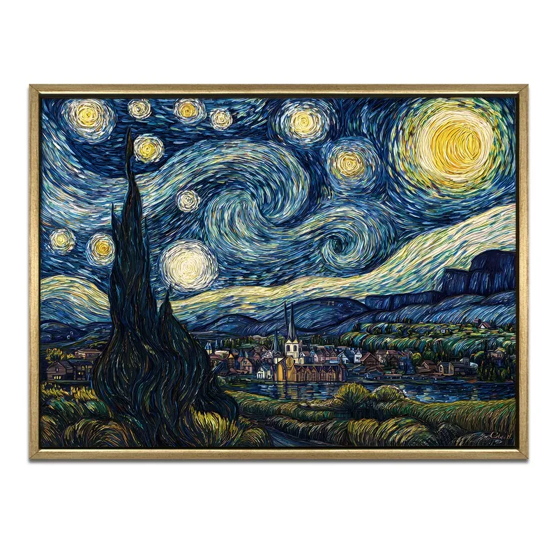 Midnight Whirl Canvas Wall Painting With Frame media 3