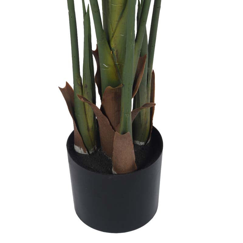 Faux Lush Variegated Monstera Plant With Black Plastic Pot - 5 Feet media 5