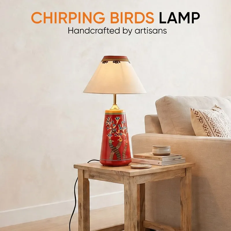 Birdo Chirp Terracotta Table Lamp - Multicolor - 14