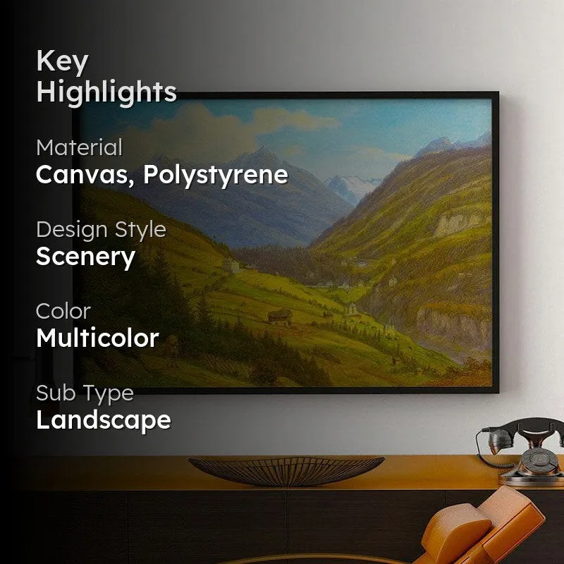 Mountain Valley Wall Painting - Black Frame media 2
