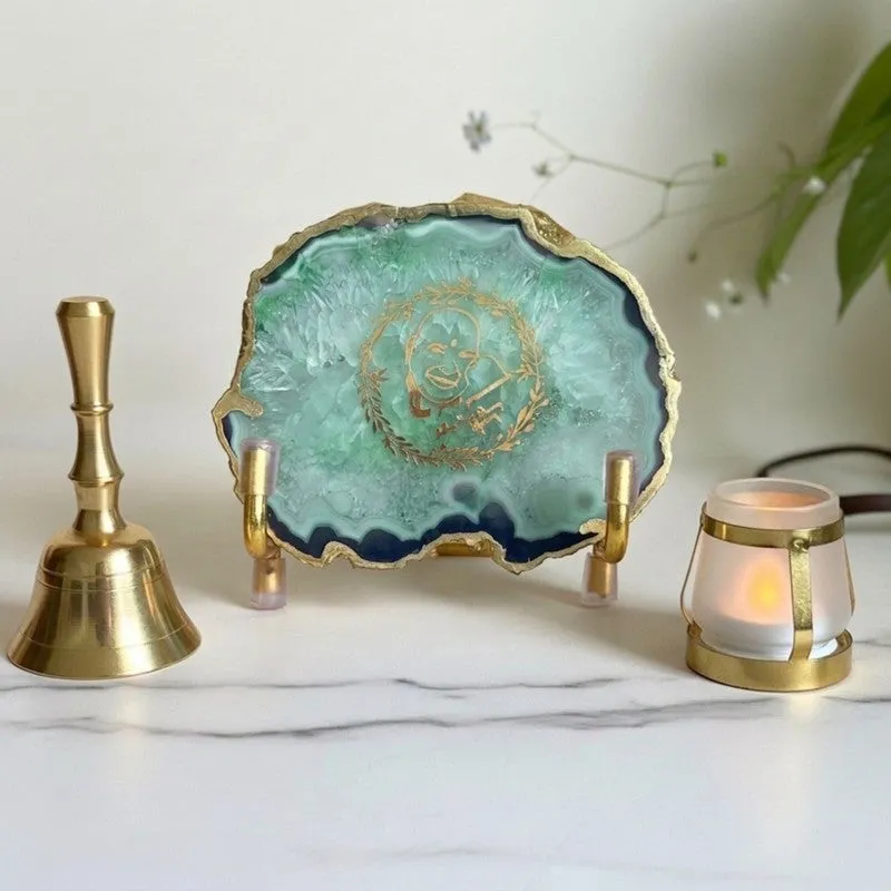 Sacred Guruji Handcrafted Agate Religious Accent - Green media 3