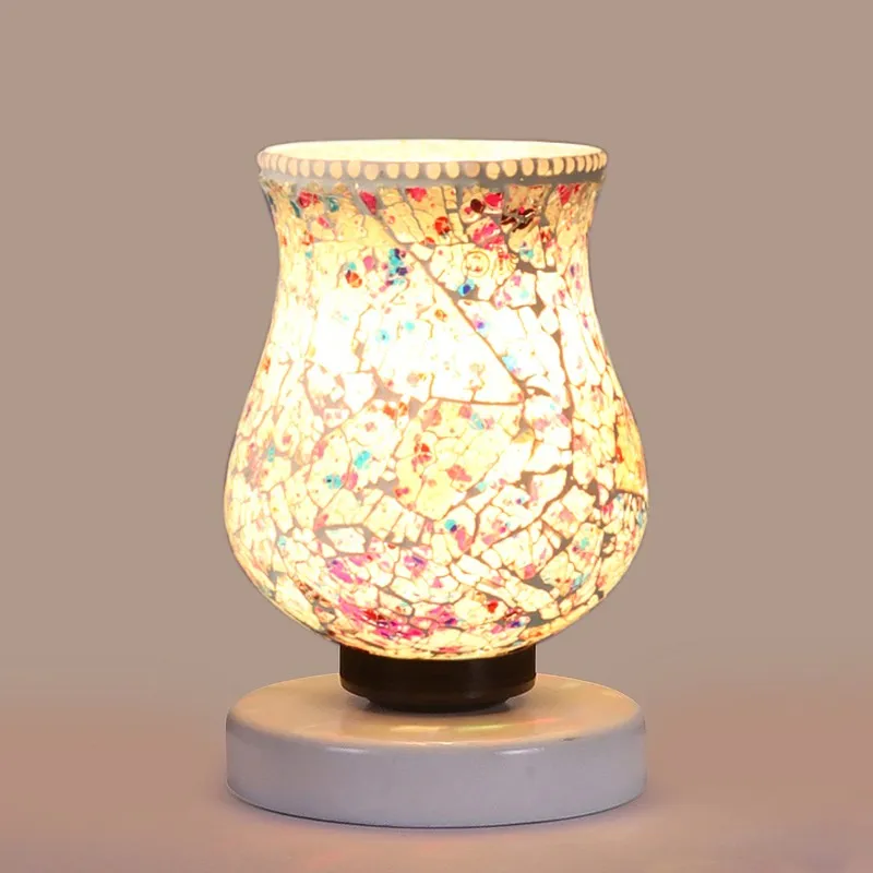 Lumiri Mosaic Glass Table Lamp With Wooden Base - Multicolor media 6