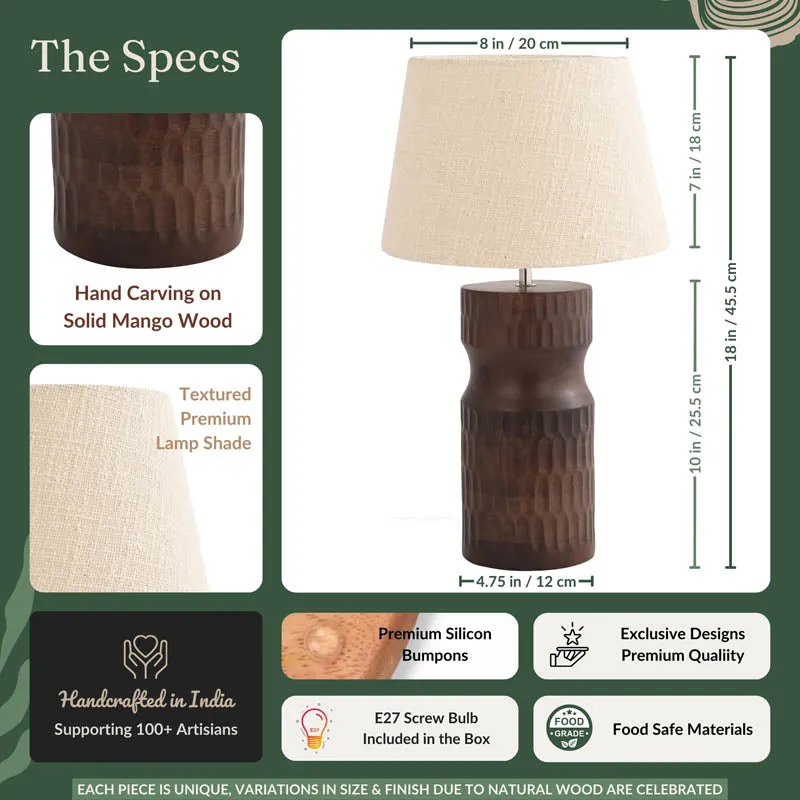 Ruda Walnut Wooden Table Lamp - Brown,Beige media 4